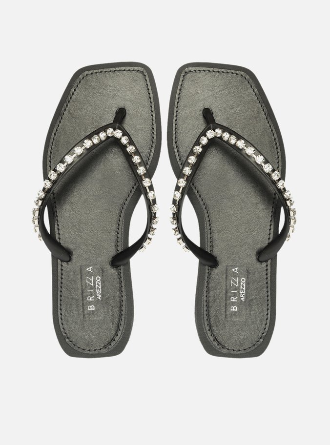 Chinelo de Dedo Preto Pedrarias Square Brizza