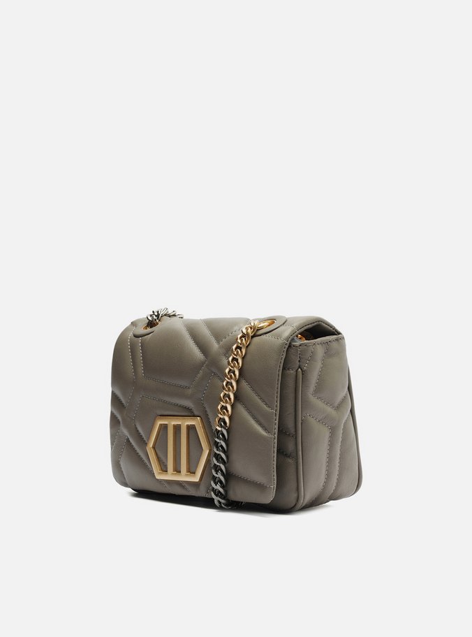Bolsa Tiracolo Cinza Couro Emma Média