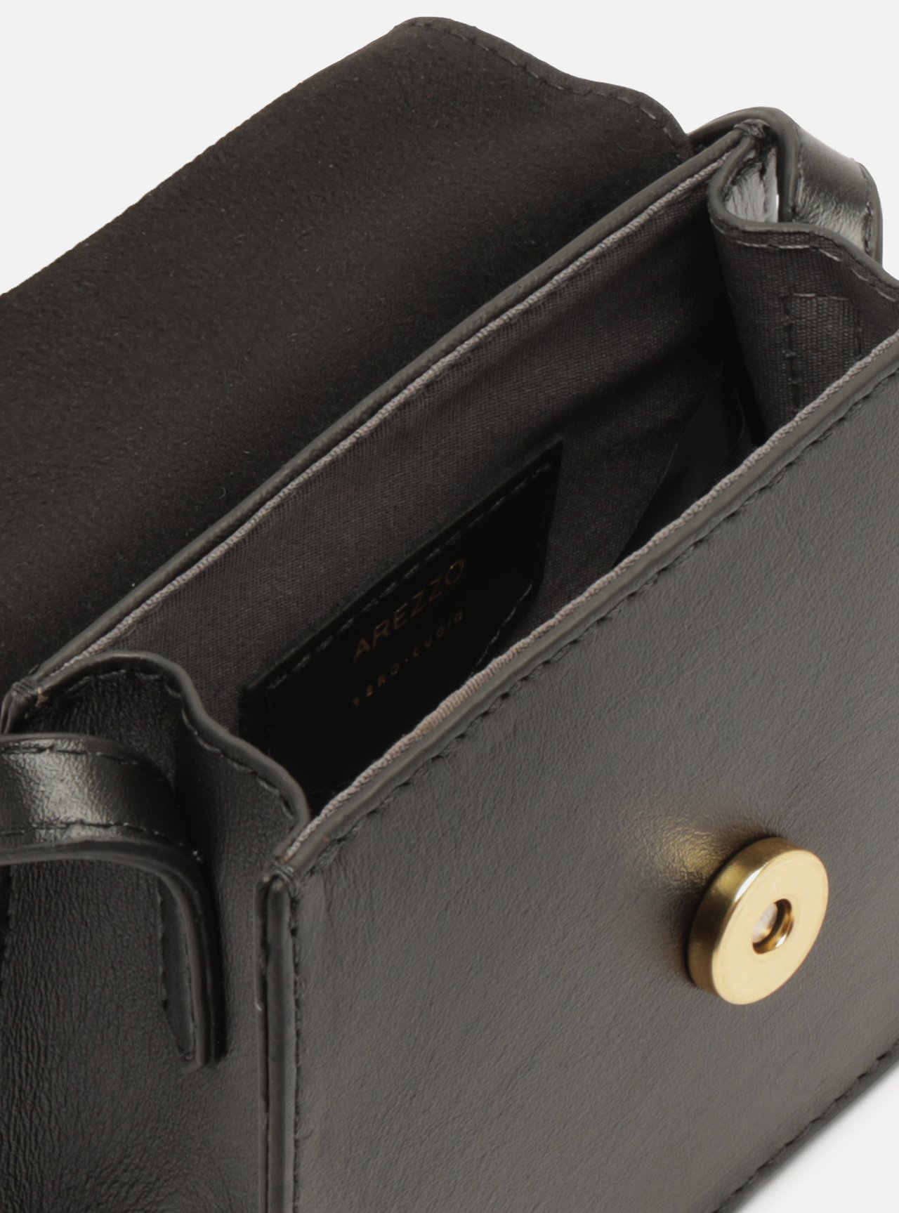 Bolsa Tiracolo Preta Couro Pequena — foto 4