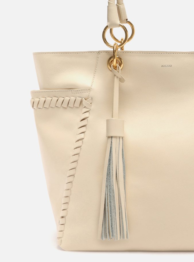 Bolsa Shopping Off-White Couro Grande Trançada Barbicacho
