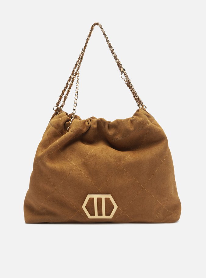Bolsa Hobo Bege Couro Acamurçado Esther Grande