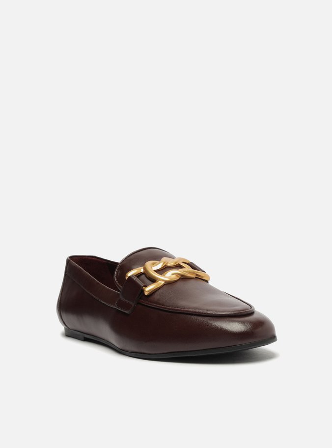 Mocassim Vinho Couro Metal Trança
