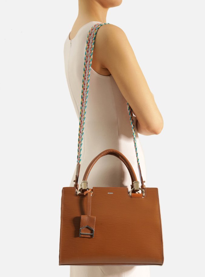 Bolsa Tote Marrom Couro Abraccio Grande Color