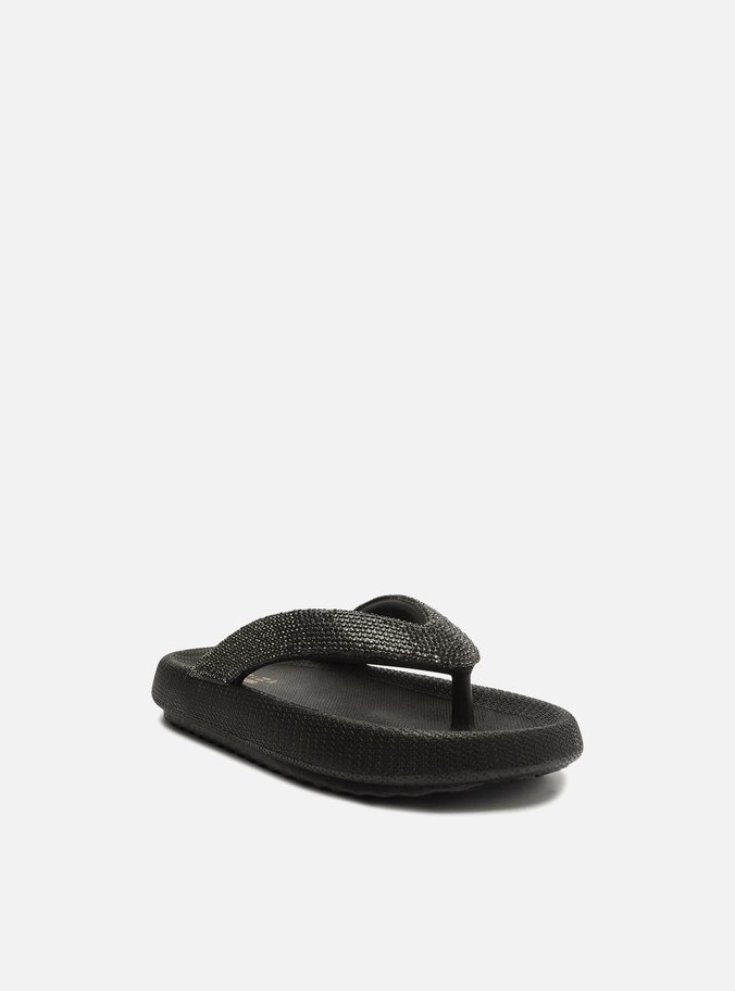 Chinelo de Dedo Preto Kioto Strass