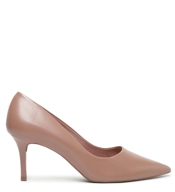 Scarpin Rosa Couro Salto Fino Médio Sweet Marsala