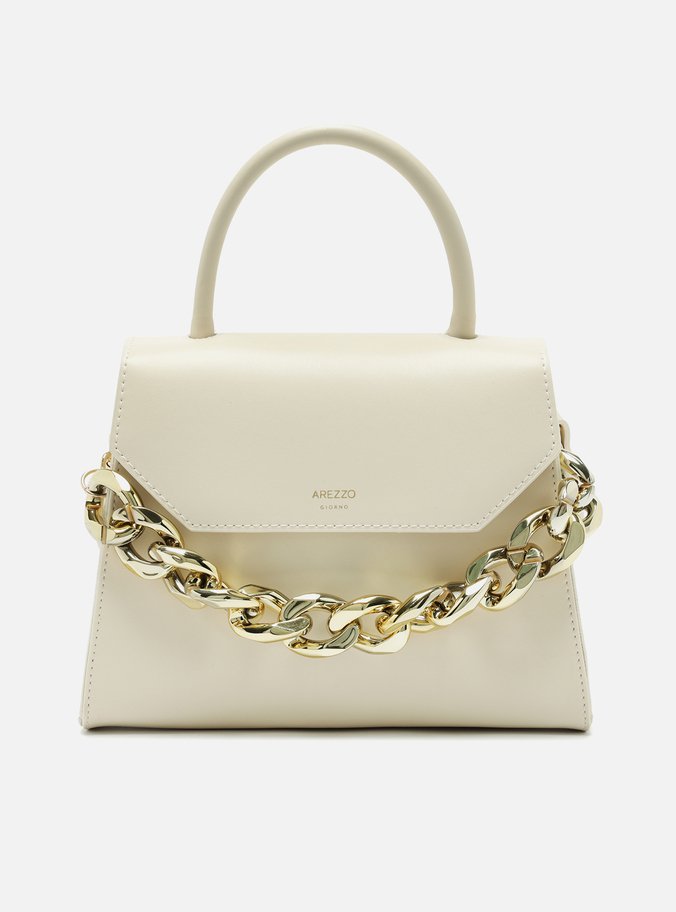 Bolsa Satchel Off-White Iara Média Bege