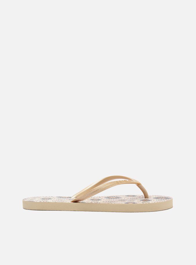 Chinelo de Dedo Dourado Estampa Marrocos Essential