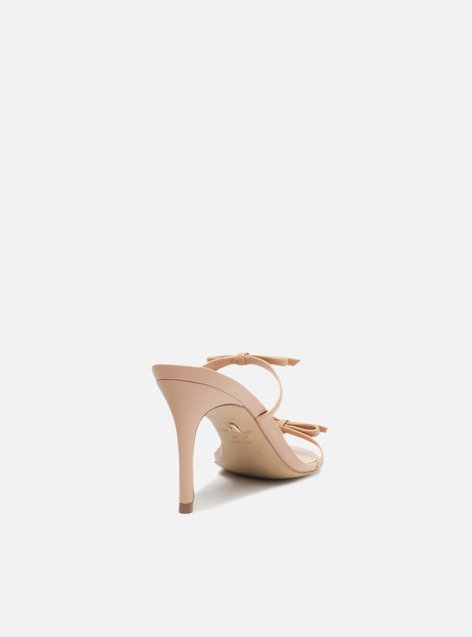 Sandália Nude Laços Salto Fino