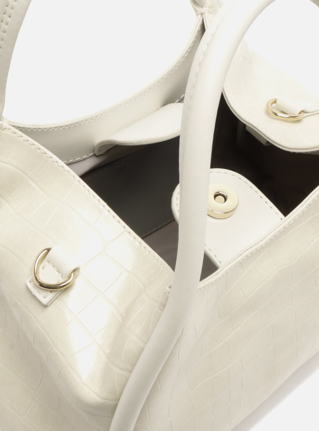 Bolsa Tiracolo Branca Média Croco — foto 4