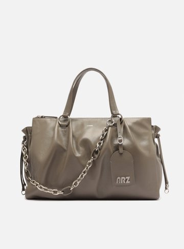 Bolsa Tote Couro Cinza Grande