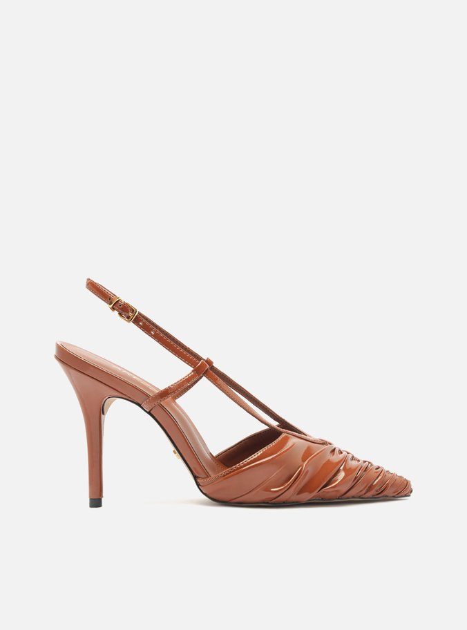 Scarpin Marrom Verniz Slingback