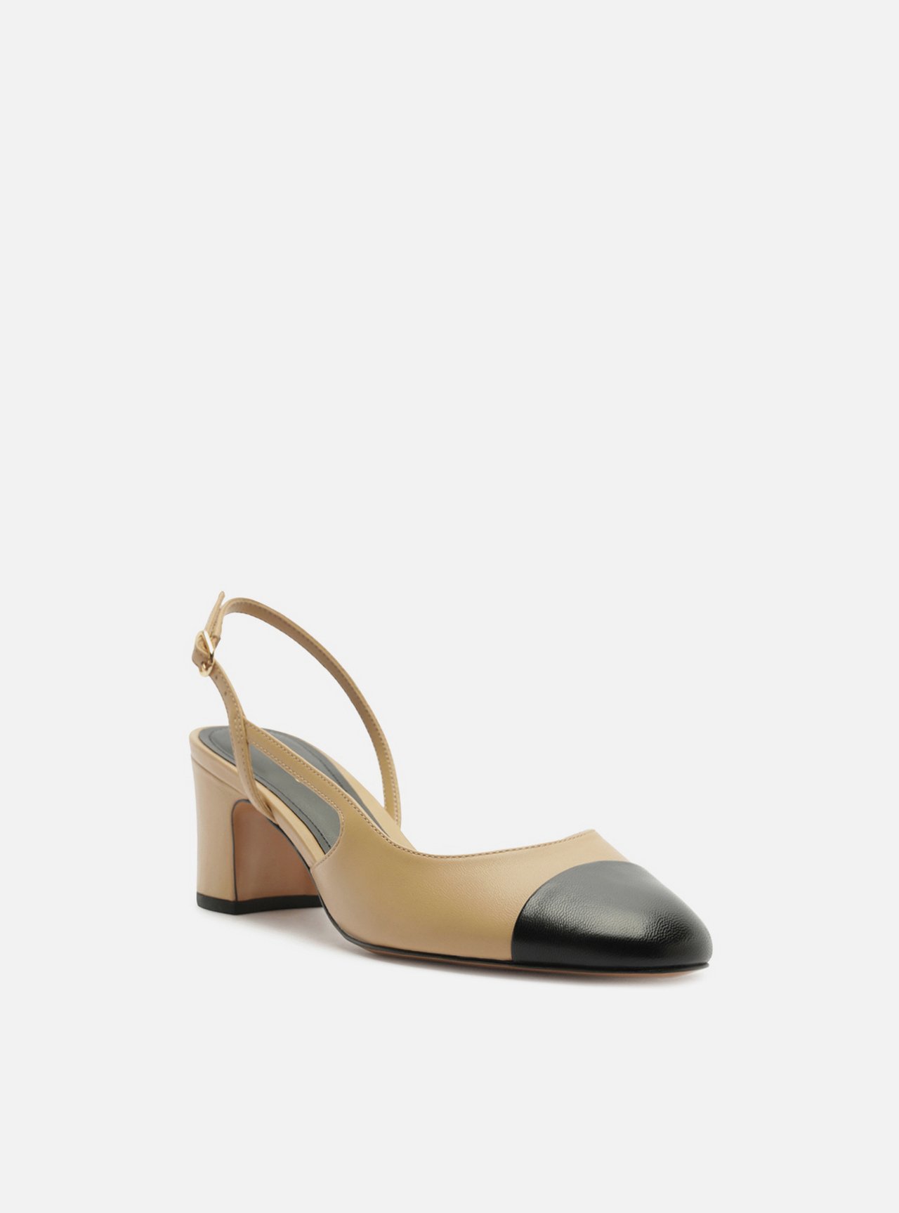 Scarpin Marrom Couro Salto Bloco Slingback — foto 2