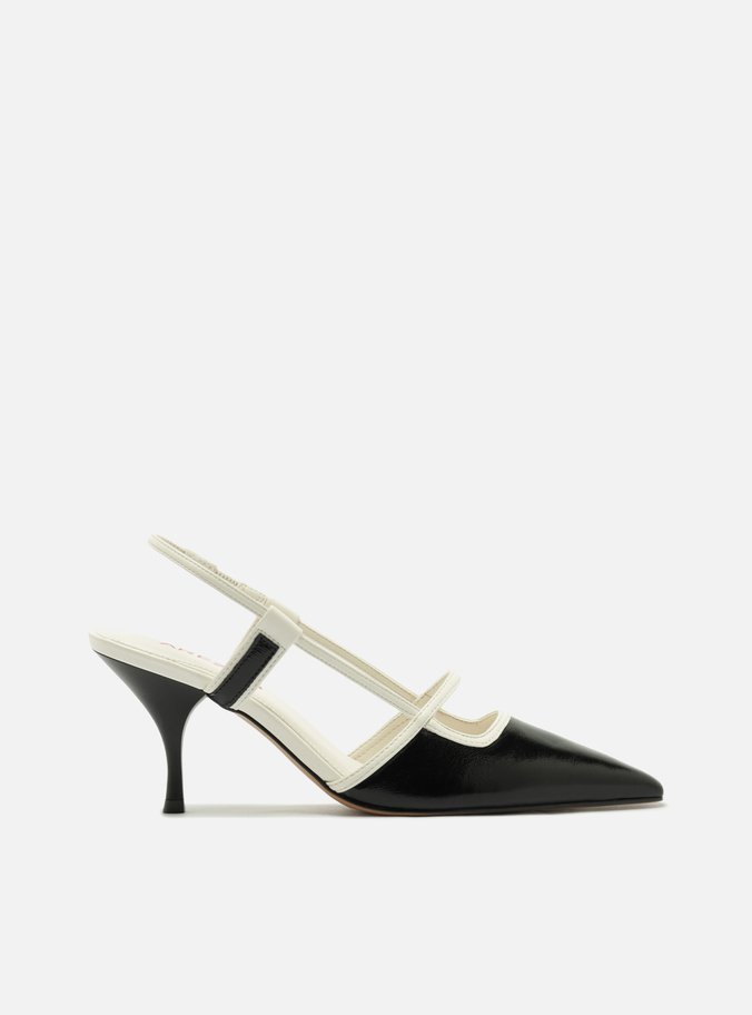Scarpin Marrom Salto Bloco Tiras Slingback
