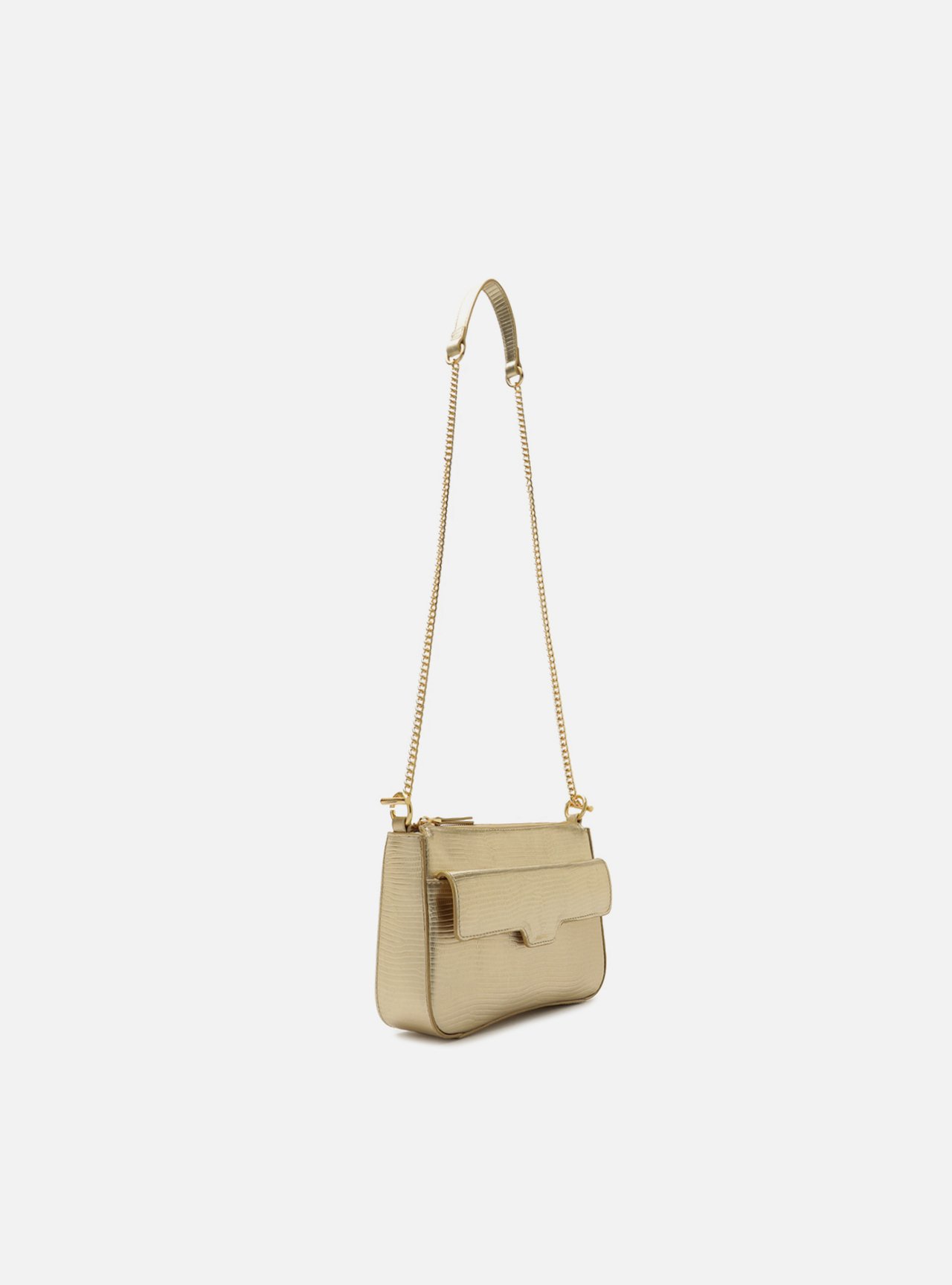 Bolsa Tiracolo Dourada Couro Pequena Corrente — foto 5