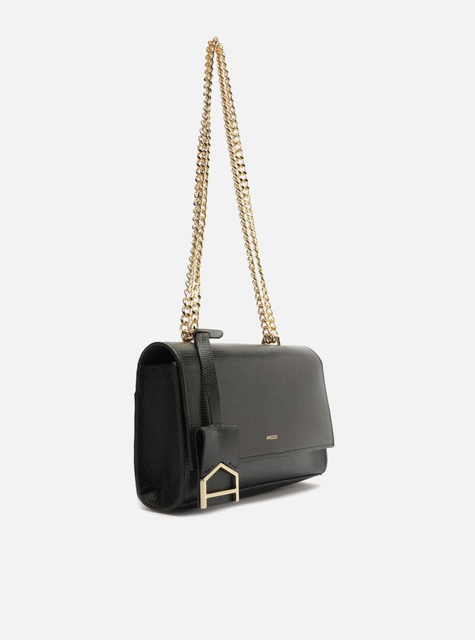 Bolsa Tiracolo Preta Couro Abraccio Pequena