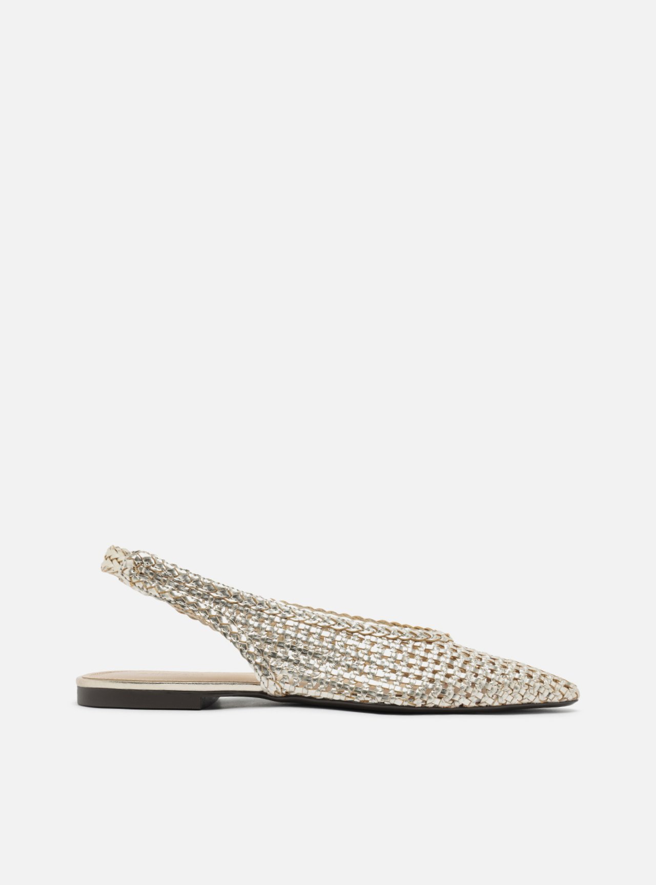 Sapatilha Dourada Tressê Bico Fino Slingback — foto 1