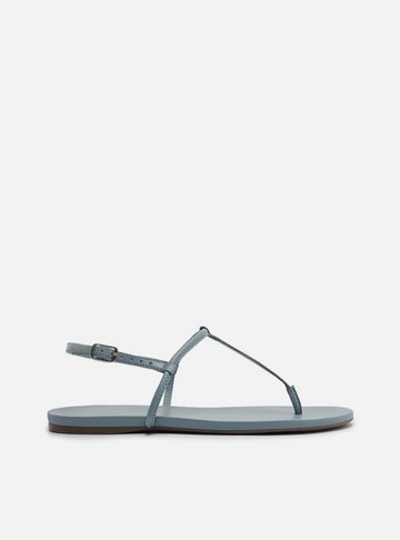 Sandália Rasteira Azul Tiras Slim Básica