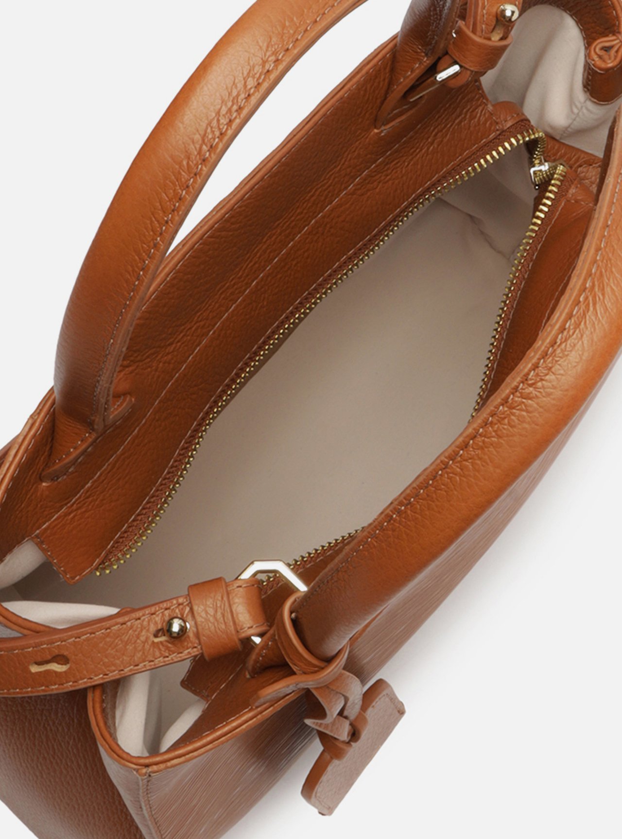 Bolsa Tote Marrom Couro Wave Bella Média — foto 4