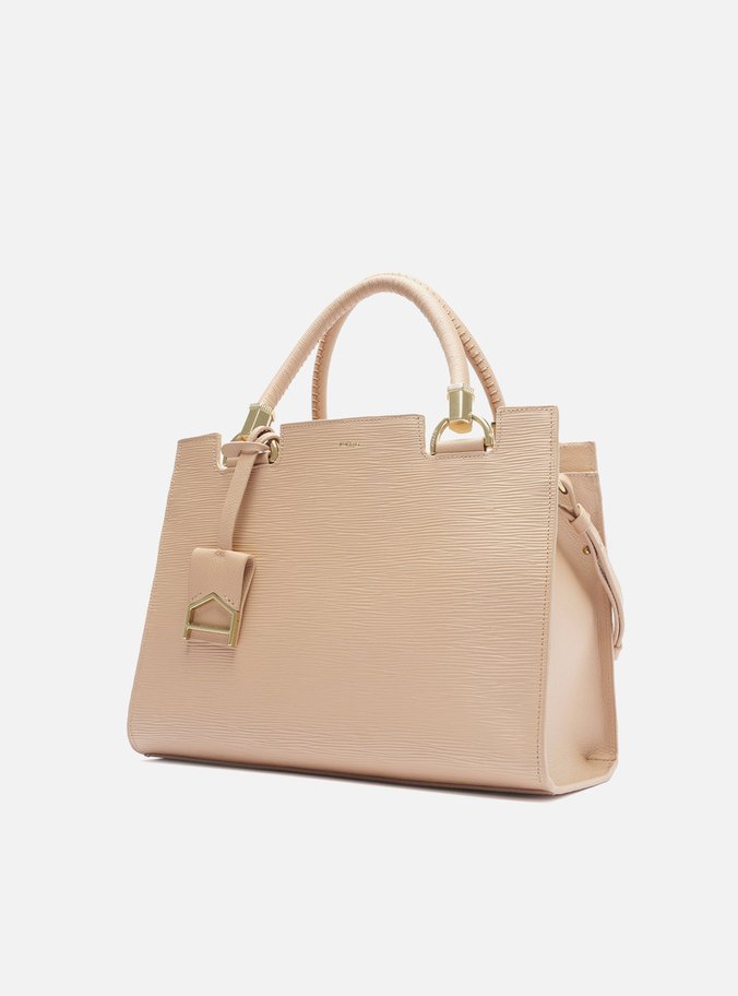 Bolsa Tote Bege Couro Abraccio Grande