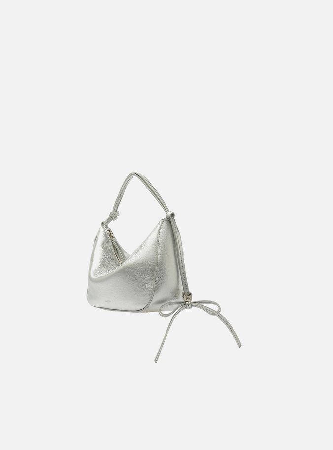 Bolsa Tiracolo Prateada Couro Pequena Alças Mix