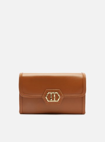 Bolsa Tiracolo Marrom Almond Couro Média Metal
