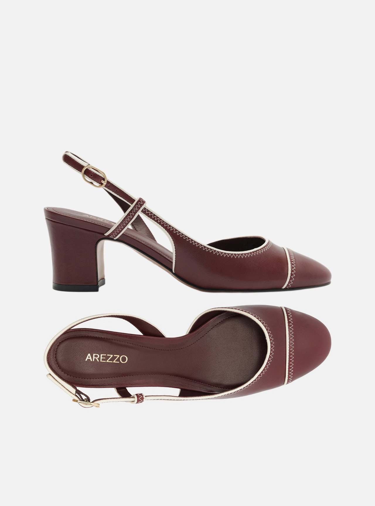 Scarpin Bordô Salto Bloco Fivela Slingback — foto 5