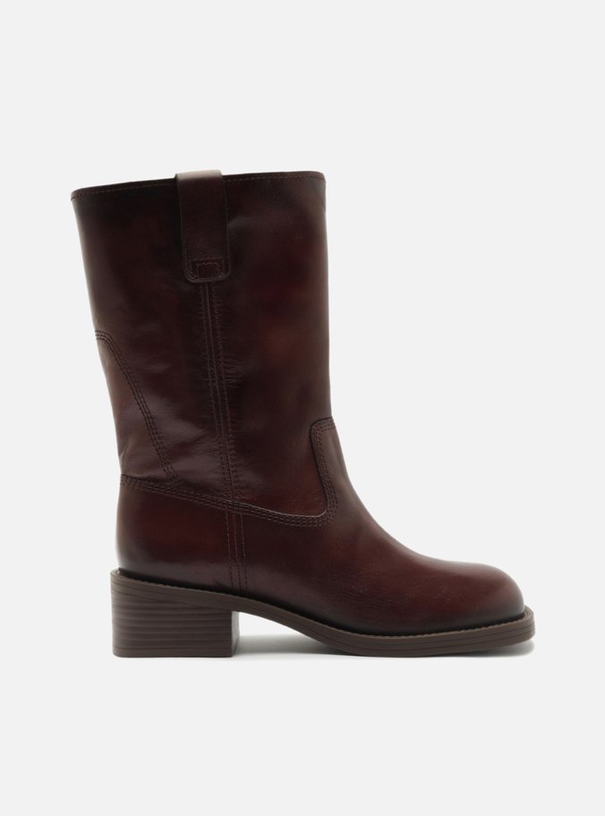 Bota Marrom Couro Cano Longo