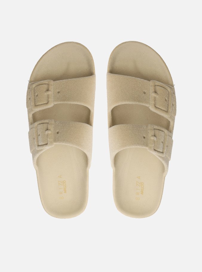 Slide Off-White Flatform Tiras Veludo Brizza