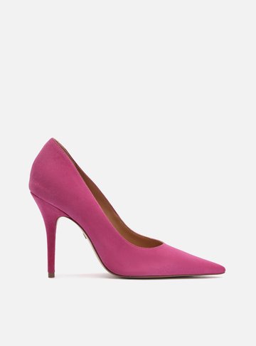Arezzo — Scarpin Rosa Camurça Salto Fino Essencial 100