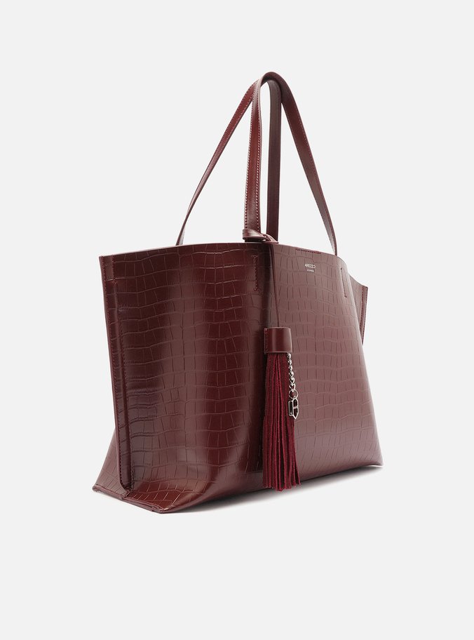 Bolsa Shopping Vinho Croco Grande Barbicacho