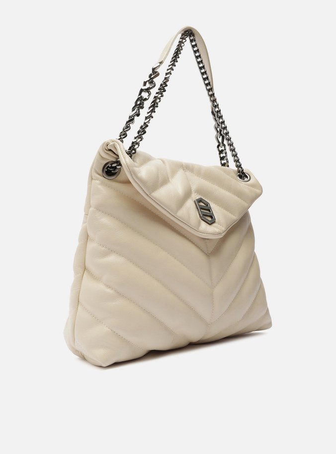 Bolsa Tiracolo Branca Couro Matelassê Grande
