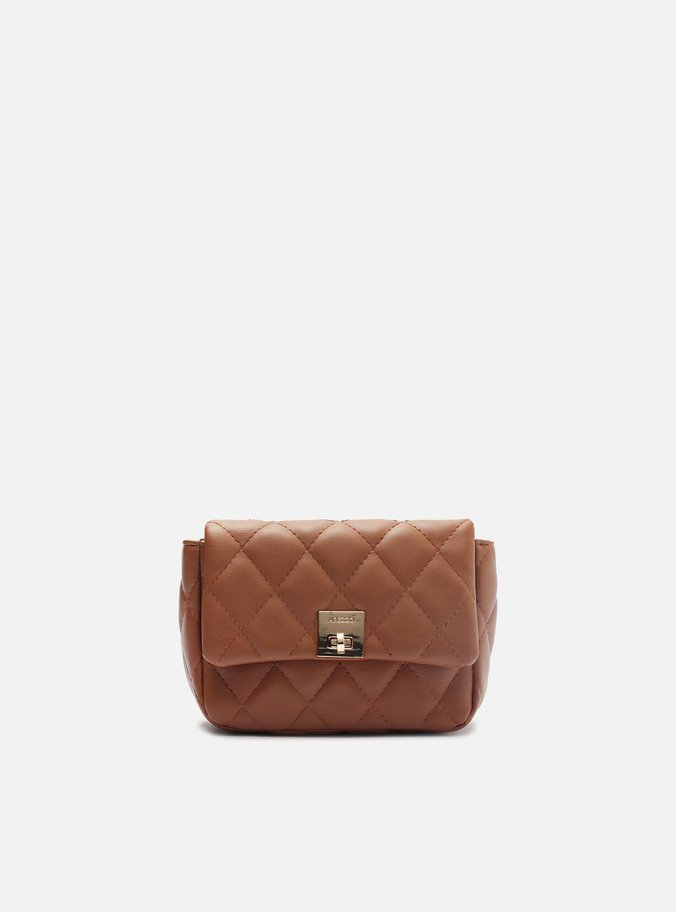 Bolsa Tiracolo Marrom Pequena Matelassê Corrente Dourada