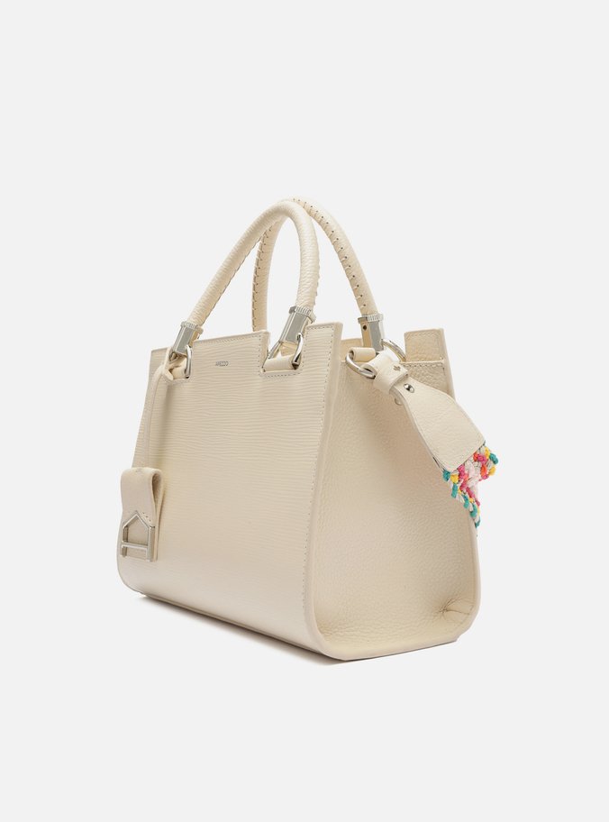 Bolsa Tote Branca Couro Abraccio Média Color