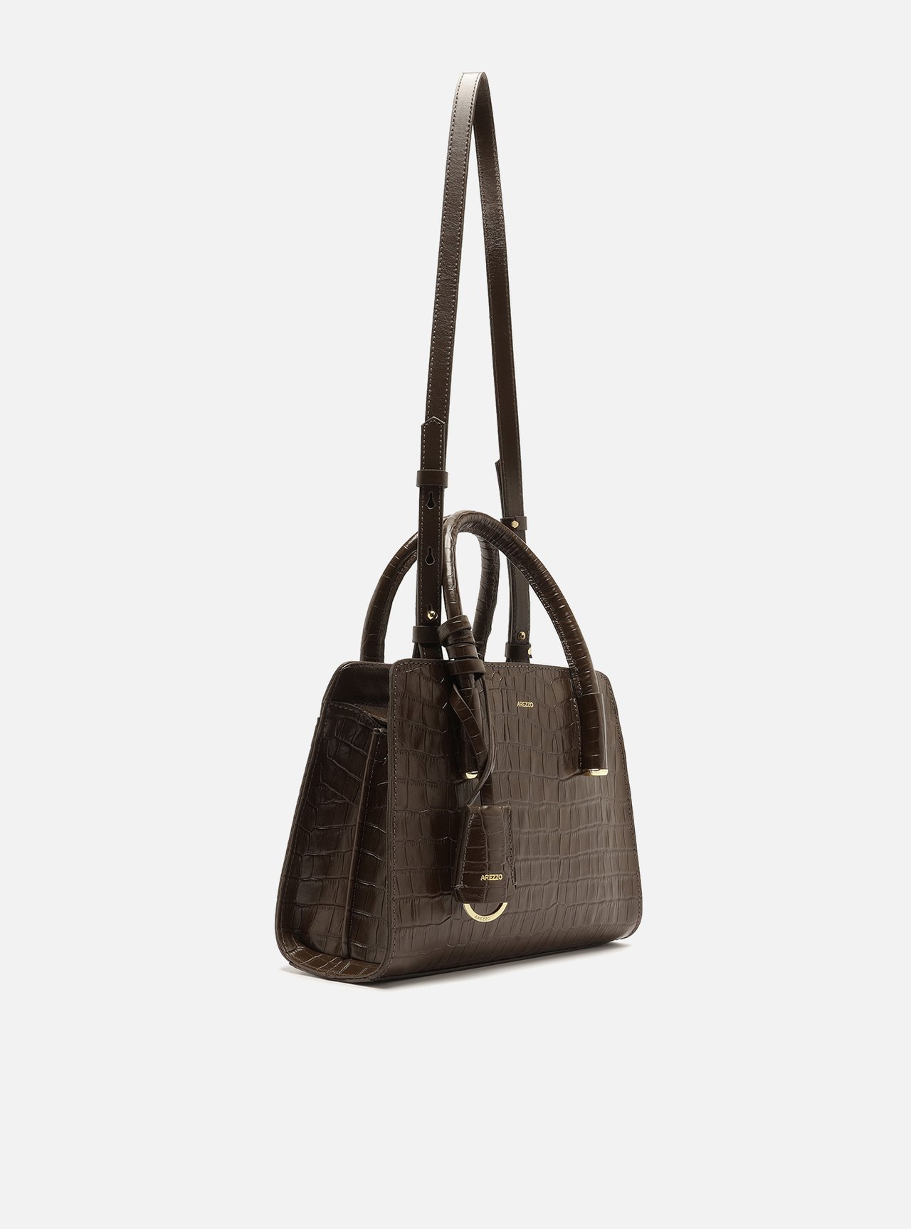 Bolsa Tote Marrom Couro Pequena Croco — foto 5