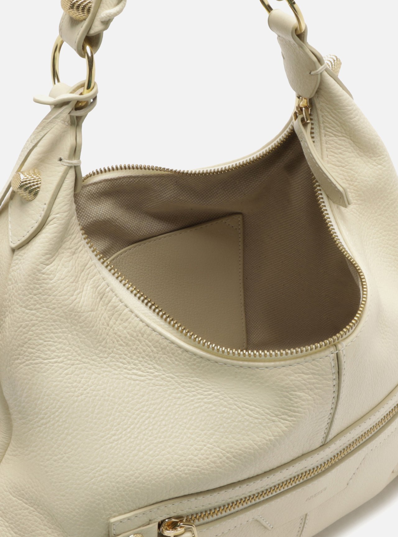 Bolsa Hobo Off White Couro Média Alça Tressê — foto 4