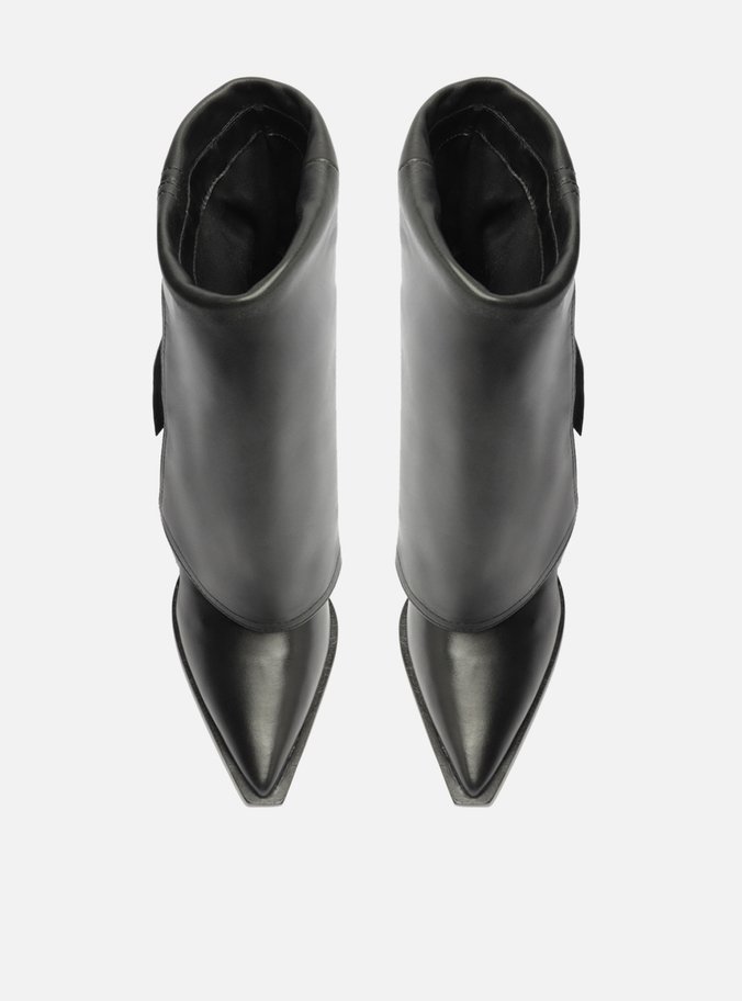 Bota Preta Couro Cano Médio Capa Georgia
