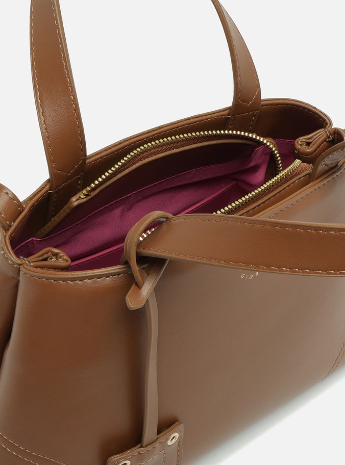 Bolsa Tote Marrom Média Costuras Bag Charm