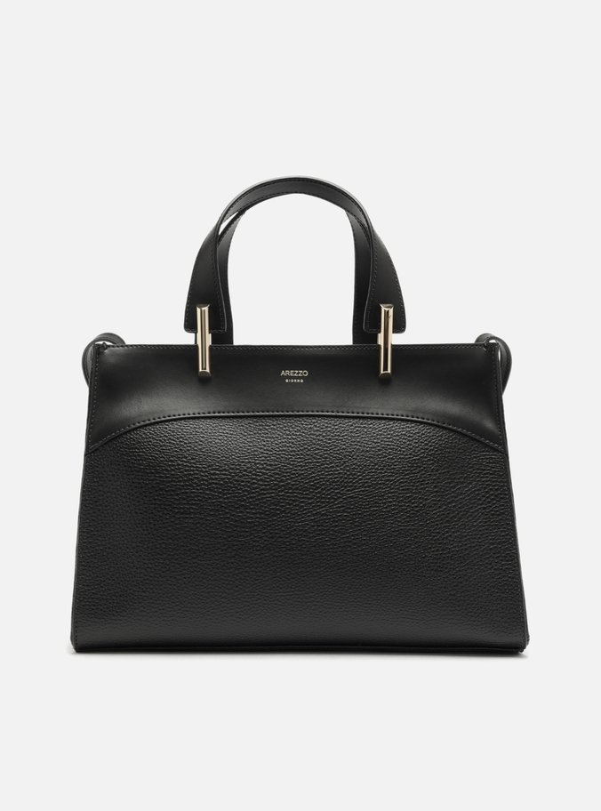 Bolsa Tote Preta Grande Alças Metais