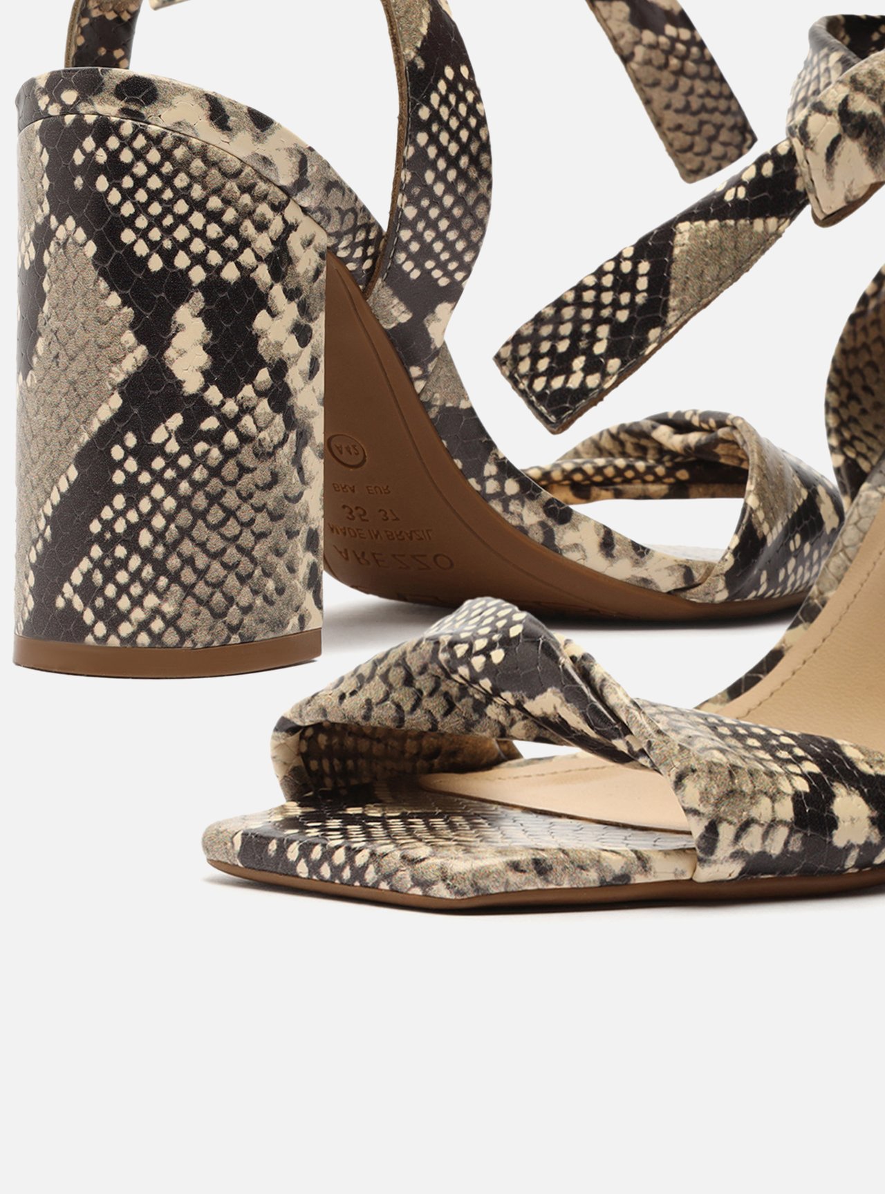 Sandália Snake Salto Alto Bloco Lace Up — foto 3