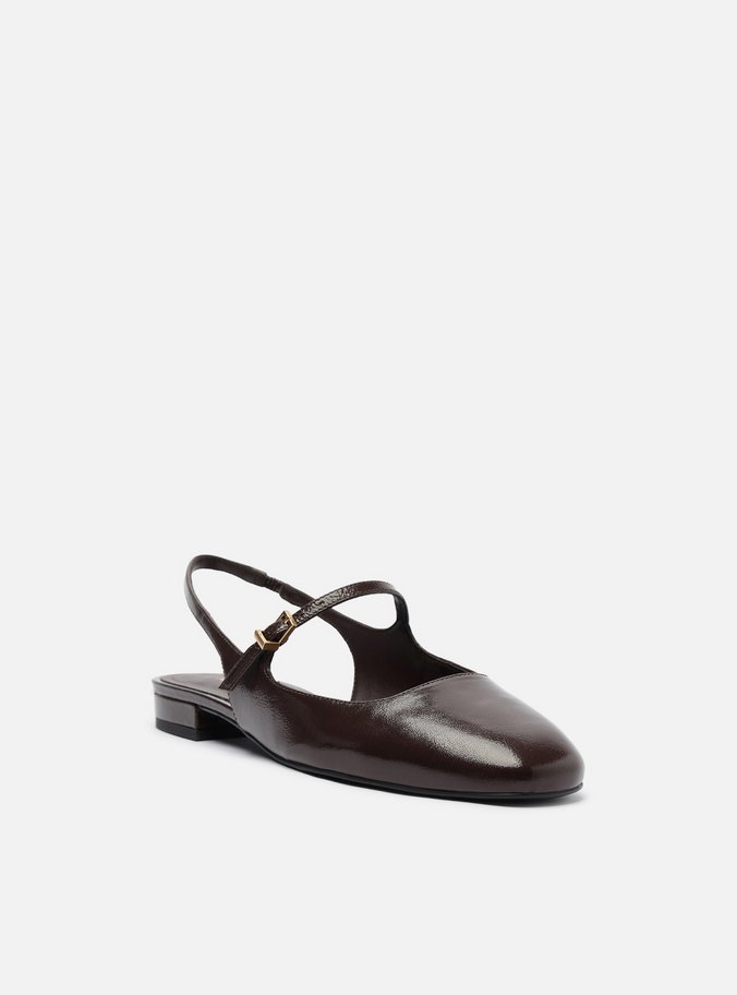 Sapatilha Boneca Marrom Couro Slingback Classic