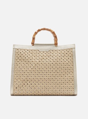 Bolsa Shopping Dourada Couro Palha Isla Grande