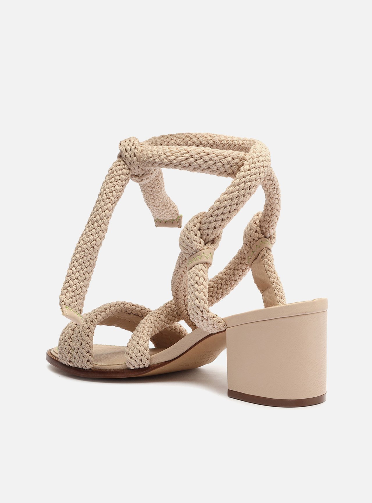 Sandália Off-White Salto Médio Tiras Cordão — foto 2