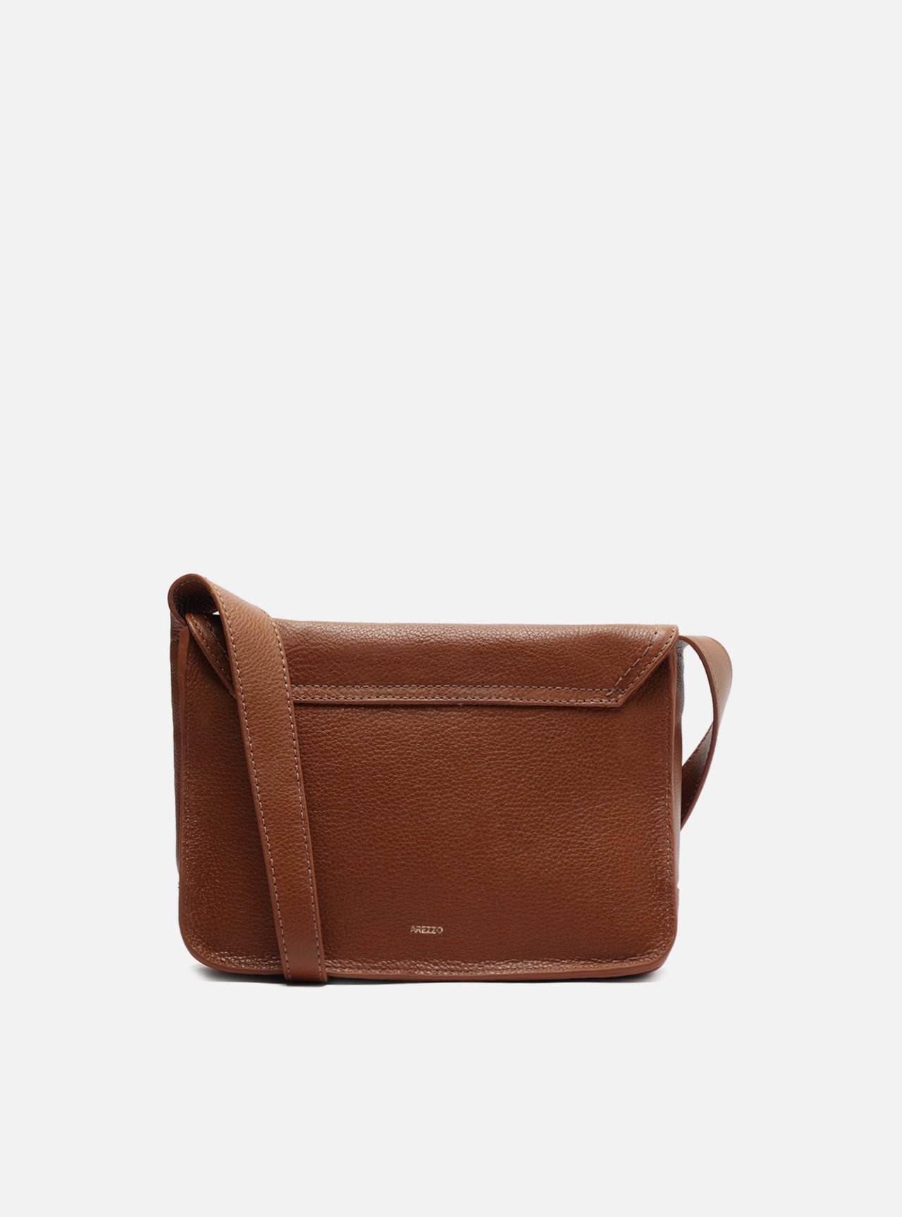Bolsa Tiracolo Marrom Couro Média Bolsos Metal — foto 3