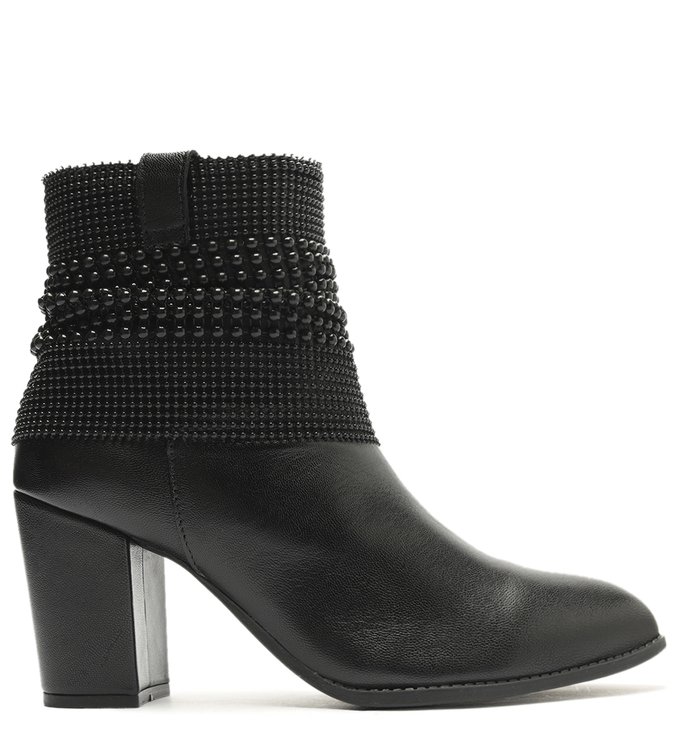 Bota Couro Malha Preto