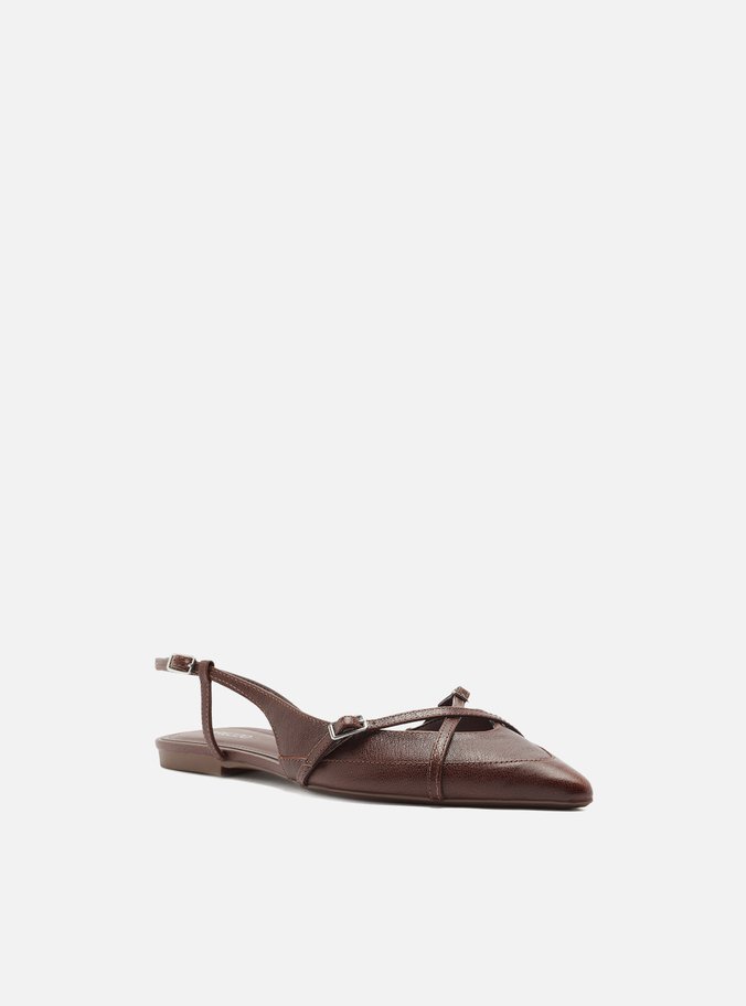 Sapatilha Marrom Couro Slingback New Amélia