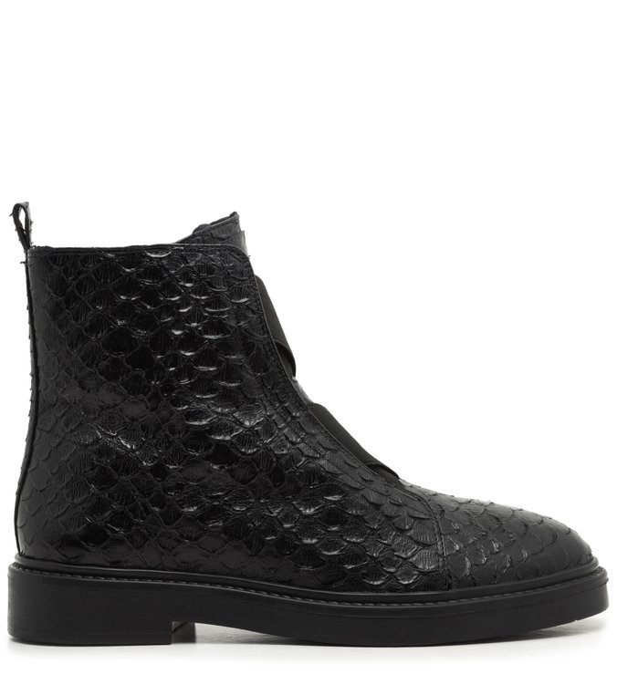 Bota Cano Curto Preto Multimaterial Salto  Elástico Preto