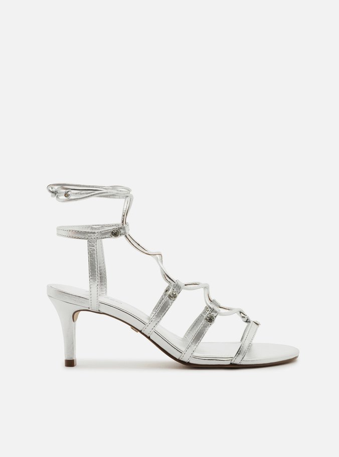 Sandália Prata Salto Médio