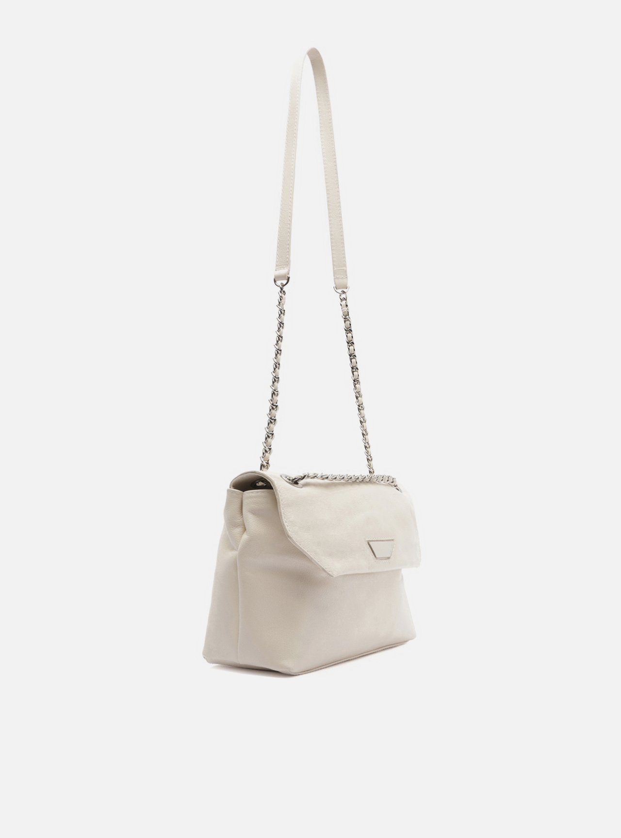 Bolsa Tiracolo Off White Couro Média Metal — foto 5