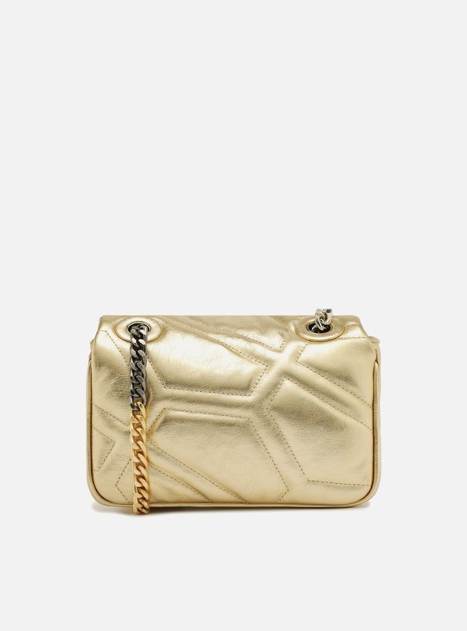 Bolsa Tiracolo Dourada Couro Emma Média
