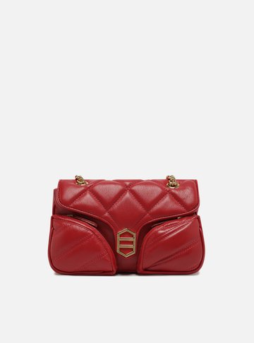 Bolsa Tiracolo Vermelha Couro Média Matelassê